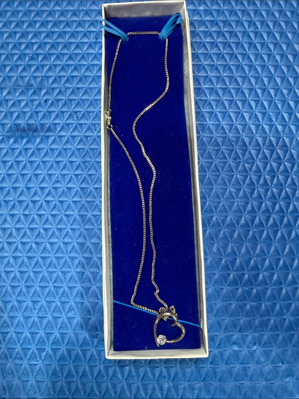 Kohl's Silver Heart Pendant Necklace with Blue Accent